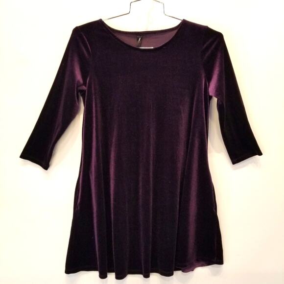 Agnes & Dora Purple Velvet Style Dress Stretch Pockets Size M - Picture 1 of 9